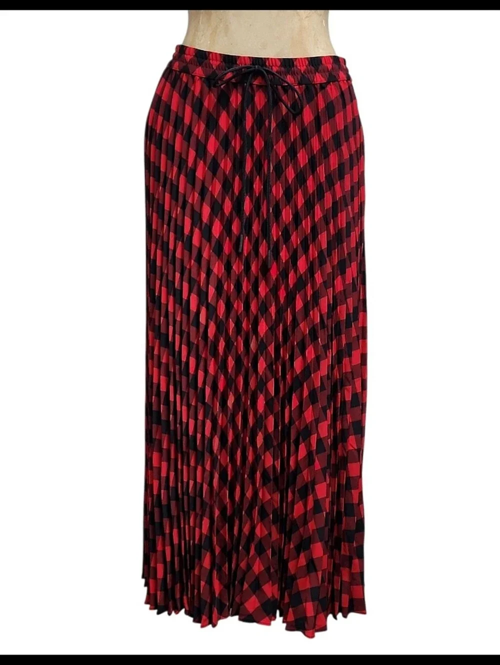 Woolrich x Target Pleated Long Length Buffalo Check Skirt Red Black Size Medium